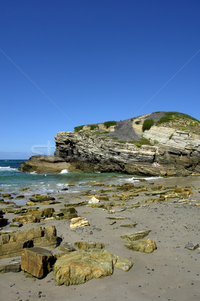 Plaj küçük güney Portekiz gökyüzü duvar Stok fotoğraf © zittto
