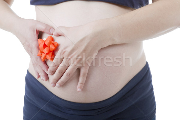 Ciąży kobieta w ciąży biały ciało domu Zdjęcia stock © zittto