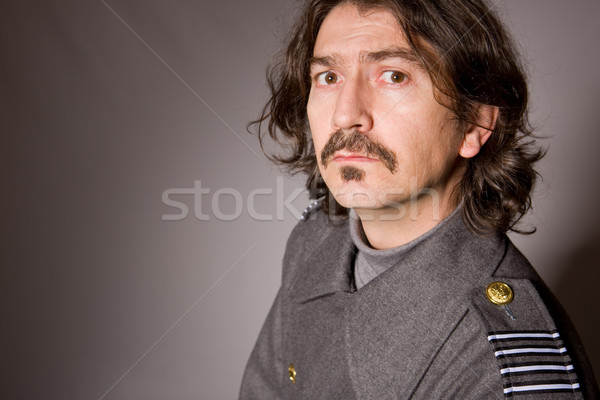 Rosyjski wojskowych młody człowiek czerwony retro hat Zdjęcia stock © zittto
