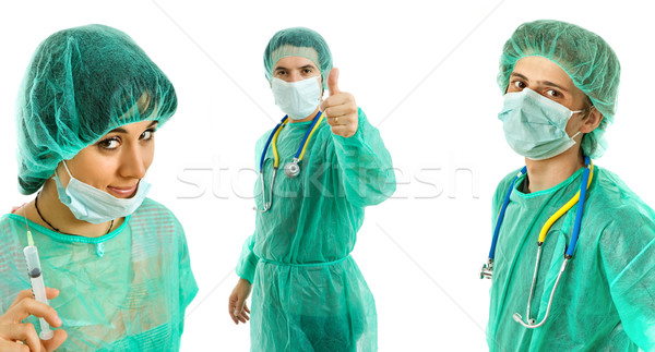 Ärzte drei jungen isoliert weiß medizinischen Stock foto © zittto