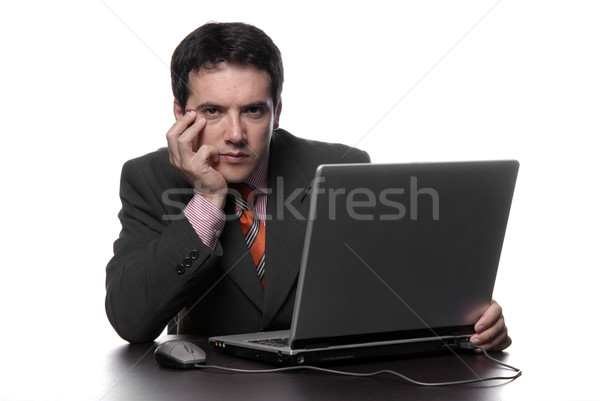 Dolgozik fiatalember számítógép férfi munka laptop Stock fotó © zittto