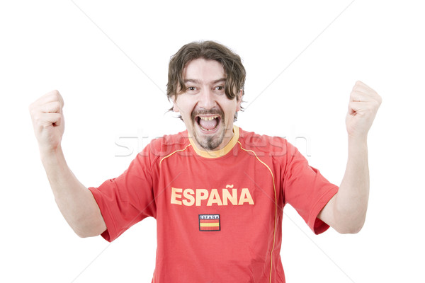 Stock fotó: Spanyol · ventillátor · boldog · férfi · rajongó · izolált