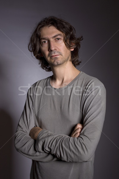 Jeune homme portrait pense noir visage lumière [[stock_photo]] © zittto