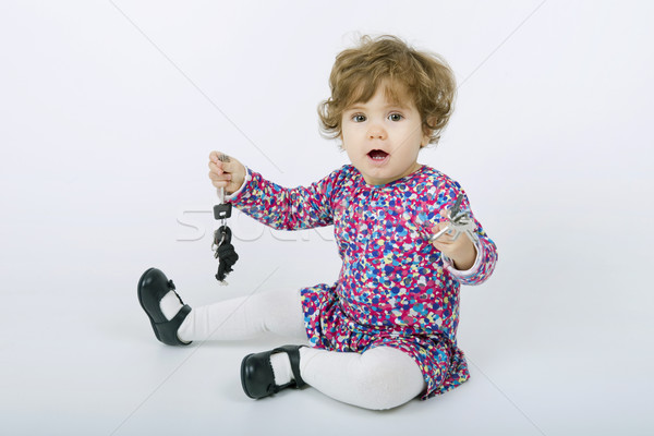 Bebé claves jóvenes gris nina feliz Foto stock © zittto