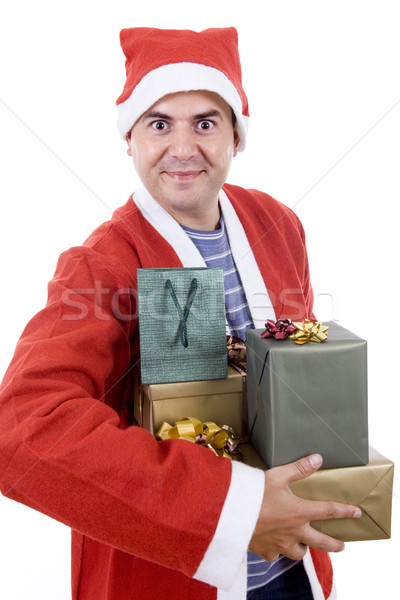 Stock foto: Junger · Mann · hat · halten · Geschenke · isoliert