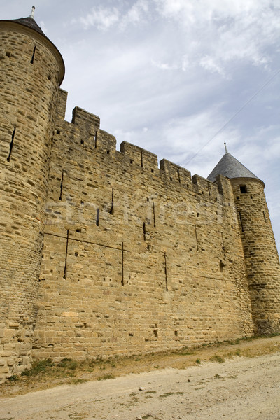 ősi erődítmény déli Franciaország épület biztonság Stock fotó © zittto