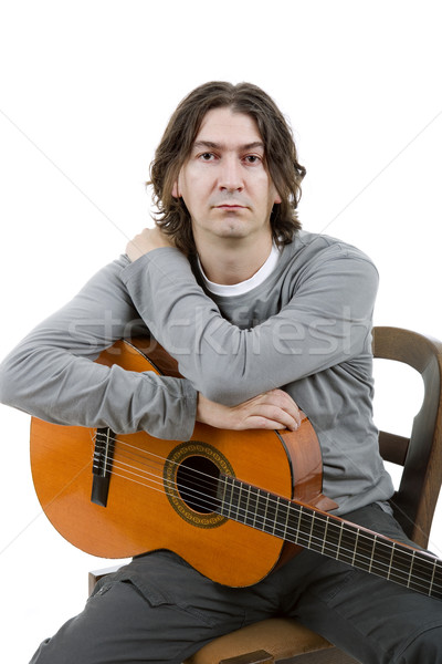 Stock fotó: Zenész · akusztikus · gitár · izolált · férfi · portré · szín