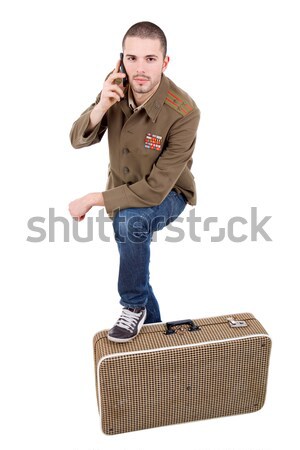 Utazó fiatal hülye férfi egészalakos izolált Stock fotó © zittto