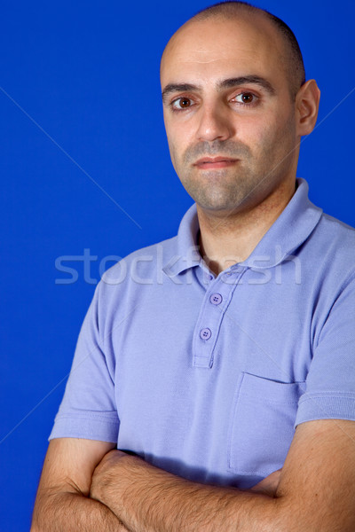 Joven casual retrato azul cara hombre Foto stock © zittto
