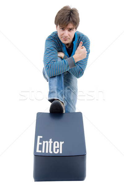 Belépés kulcs fiatal lezser férfi üzlet Stock fotó © zittto
