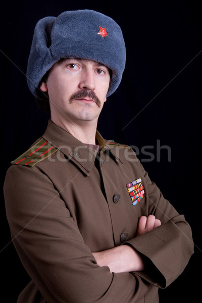 ロシア 若い男 軍事 スタジオ 肖像 黒 ストックフォト © zittto