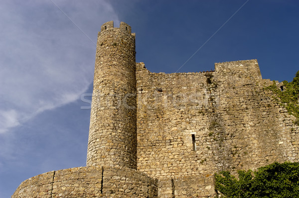 Zdjęcia stock: Zamek · szczegół · perspektywy · chmury · niebieski · kamień