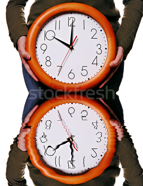 Clock donna parti del corpo digitale acqua riflessione Foto d'archivio © zittto