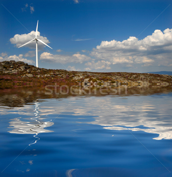 Alternatywa nowoczesne biały turbina wiatrowa wiatr młyn Zdjęcia stock © zittto