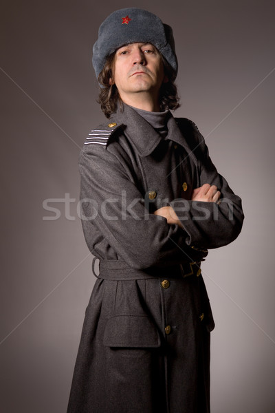 Orosz katonaság fiatalember stúdió kép portré Stock fotó © zittto