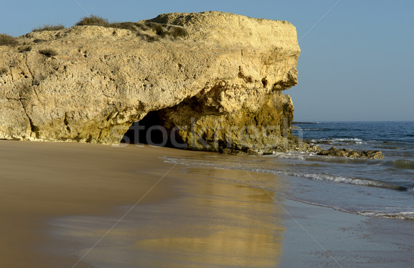 Plaj doğal güney Portekiz duvar gün batımı Stok fotoğraf © zittto