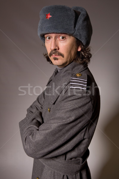 Orosz katonaság fiatalember stúdió kép piros Stock fotó © zittto