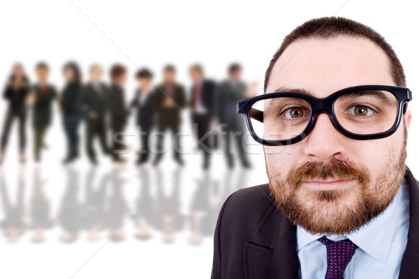 Dom jonge zakenman portret team Maakt een reservekopie Stockfoto © zittto