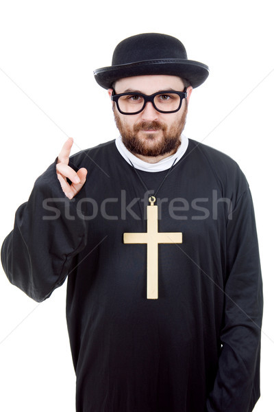 Kapłan młody człowiek odizolowany biały krzyż portret Zdjęcia stock © zittto