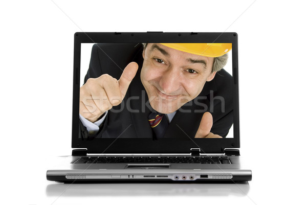 Dizüstü bilgisayar kişisel bilgisayar yalıtılmış beyaz iş adam Stok fotoğraf © zittto
