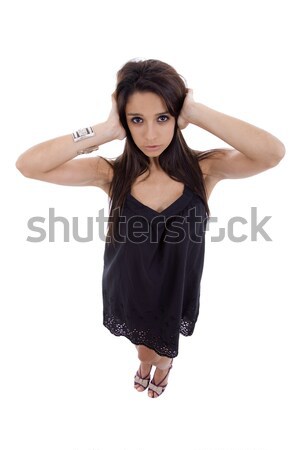 Nő egészalakos fiatal gyönyörű nő izolált fehér Stock fotó © zittto