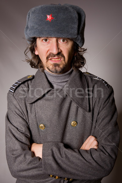 Foto stock: Ruso · militar · joven · estudio · Foto · rojo