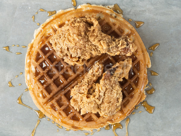 rustic southern american comfort food chicken waffle Stock photo © zkruger