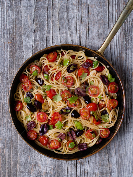 rustic italian spaghetti puttanesca pasta Stock photo © zkruger