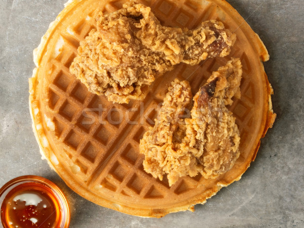 Stock photo: rustic southern american comfort food chicken waffle