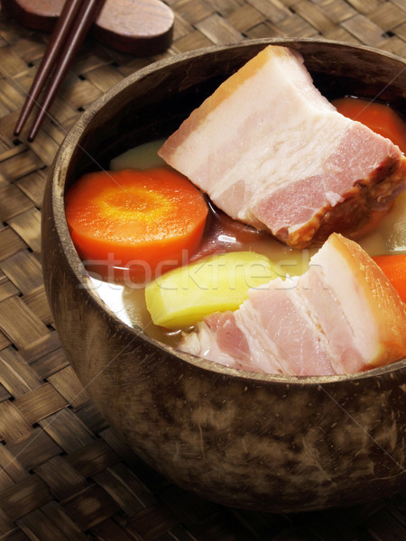Varkensvlees buik stoven kom voedsel Stockfoto © zkruger