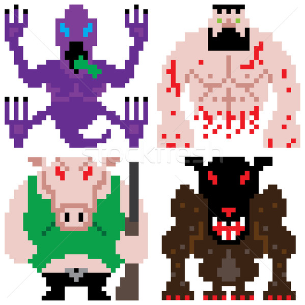 Terror horror monstro retro computador oito Foto stock © zkruger