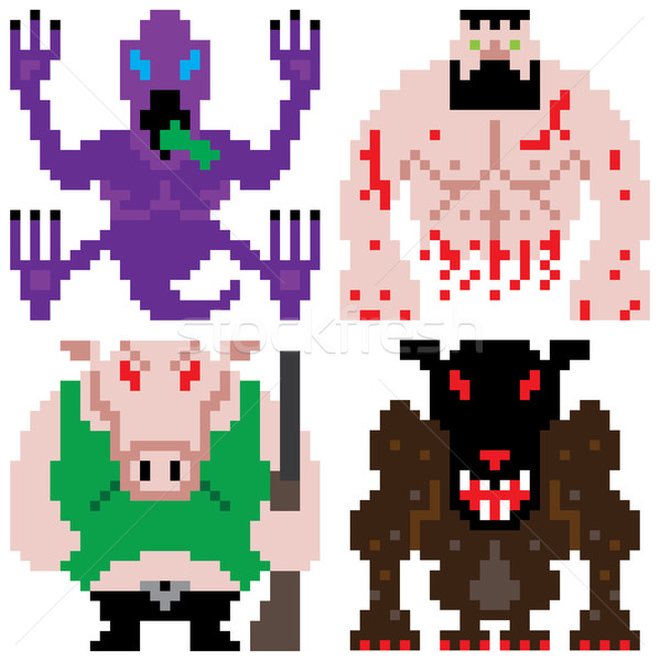 worse terror horror monster retro computer eight bit pixel art Stock photo © zkruger