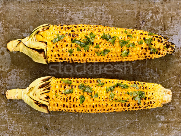Stock photo: rustic roasted corncob