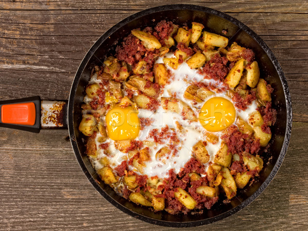 rustic minced corned beef potato hash Stock photo © zkruger