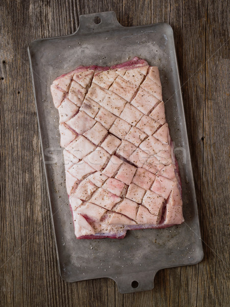 rustic raw uncooked seasoned pork belly Stock photo © zkruger