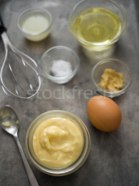 rustic homemade mayonnaise and ingredient Stock photo © zkruger