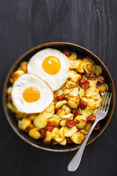 rustic sausage hash breakfast Stock photo © zkruger