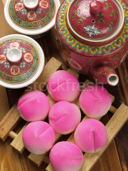 Foto stock: Tradicional · pêssego · chinês · chá · cor