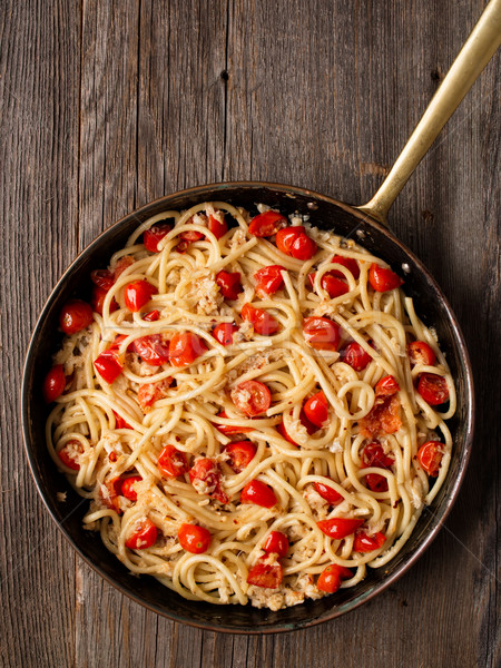 Foto d'archivio: Rustico · piccante · italiana · granchio · pomodorini · spaghetti