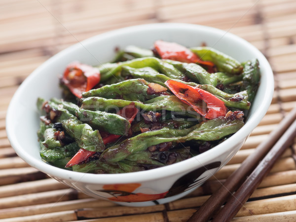 rustic chinese long snake bean stir fry Stock photo © zkruger