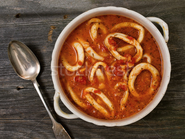 rustic italian calamari seafood soup Stock photo © zkruger