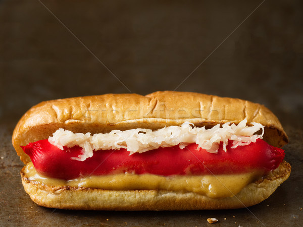 Rustiek amerikaanse hotdog hond vlees Stockfoto © zkruger