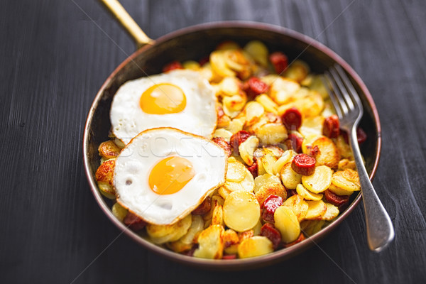 rustic sausage hash breakfast Stock photo © zkruger