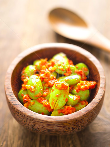 Bonen saus kom voedsel kleur Stockfoto © zkruger