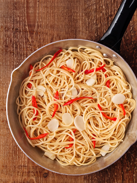 rustic traditional italian aglio olio spaghetti pasta Stock photo © zkruger