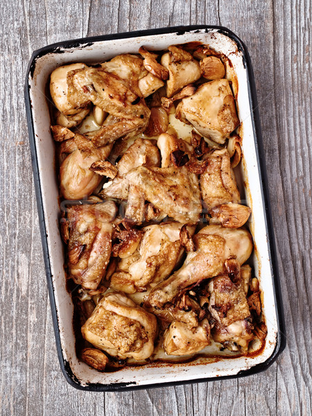 Stock photo:  rustic golden roast chicken casserole 