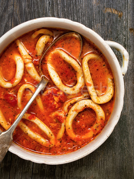 rustic italian calamari seafood soup Stock photo © zkruger