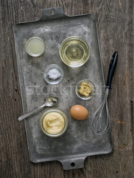 Stock photo: rustic homemade mayonnaise and ingredient