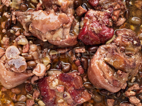 rustic brazilian feijoada pork with black bean stew food backgro Stock photo © zkruger