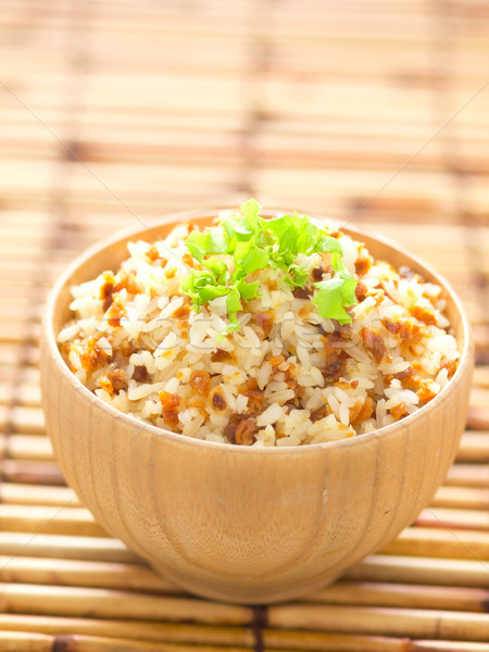 Foto stock: Alho · frito · arroz · tigela · comida
